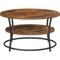 Vasagle Couchtisch rund mit Eisengestell Ø 80 x 45 cm einfacher Aufbau abkanten Kaffeetisch Sofatisch Wohnzimmertisch mit Ablage Vintage Industrie-Design LCT80BX