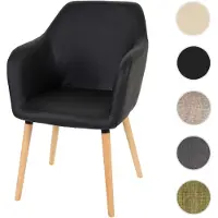 Mendler Esszimmerstuhl Malmö T381, Stuhl Küchenstuhl, Retro 50er Jahre Design Kunstleder, schwarz, helle Beine