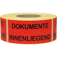 Transpak Hinweisetikett Masse 145x70mm Papier rot DOKUMENTE innenliegend