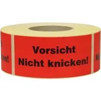 Transpak Hinweisetikett Masse 145x70mm Papier rot Vorsicht Nicht knicken