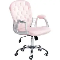 Beliani Bürostuhl Rosa Samt mit Bremsbaren Rollen Gasdruckfeder Höhenverstellbar Drehbar Wippfunktion Knopfheftung Chesterfield Prinzessin Drehstuhl