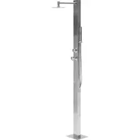 Beliani Gartendusche Silber Kunststoff mit Mischbatterie Kalt- und Warmwasseranschluss Regendusche Handbrause Freistehend Modern Außendusche Outdoor
