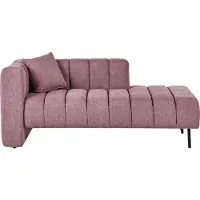 Beliani Chaiselongue Linksseitig Olivgrün Samtstoff Gesteppt mit Lehne 1 Kissen Schwarze Metallbeine Modern Wohnzimmer Schlafzimmer Büro Ausstattung