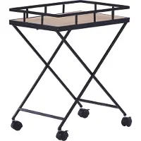 Beliani Servierwagen Schwarz / Heller Holzfarbton aus MDF/ Metall 33 x 44 x 56 cm Rechteckig Viel Stauraum Wohnzimmer Modern Elegant