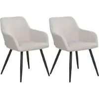 Beliani Esszimmerstuhl 2er Set Taupe Samtstoff mit Schwarzen Metallbeinen Retro-Design Polsterstuhl Wohnzimmer Essbereich Flur Diele Ausstattung Möbel