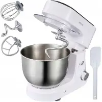 Ideal Planetenmischer, Knetaufsatz, Schneebesen, Schüssel de Edelstahl de 4 Liter, 6 Geschwindigkeiten, Deckel de Sicherheit, Maschine de Teig, weiß