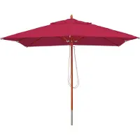 Mendler Gastronomie Holz-Sonnenschirm HWC-C57, Gartenschirm, Polyester/Holz 14kg, eckig 3x3m Seilzug stoßsicher bordeaux