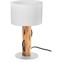 Globo Tischlampe Norin Holz mit weißer Motorhaube