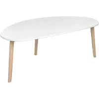 Beliani Couchtisch Weiß MDF mit Kieferholz Beinen Hellbraun Skandinavischer Stil Asymmetrische Unregelmäßige Form Wohnzimmermöbel Groß
