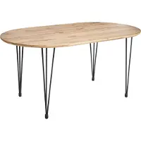 Beliani Esstisch Hellbraun 160 x 90 cm MDF Platte Eisen Beine Hairpin Oval Modernes Design Industrial Style Esszimmertisch
