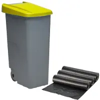Wellhome Recyclingbehälter 110 Liter Verschlossen + 3 Müllsäcke 51x42.5x87.5 Cm 10 Einheiten