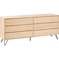 Beliani Kommode hellbraun Spanplatte 6 Schubladen 160 x 40 cm minimalistisches Design Schlafzimmer