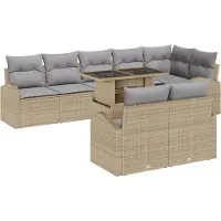 vidaXL Gartensofa-set 9 stk. Beige Poly Rattan
