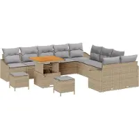 vidaXL Gartensofa-set 13 stk. Beige Poly-Rattan