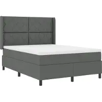 vidaXL LED Boxspringbett mit Kopfteil Dunkelgrau 140 x 200 cm Stoff