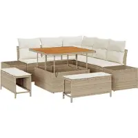 vidaXL Gartensofa-set 8 stk. Beige Poly-Rattan
