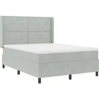 vidaXL Boxspringbett mit LED-Lichtleisten Hellgrau 140 x 200 cm Samt