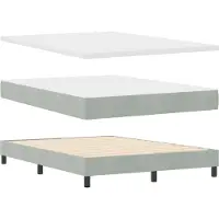 vidaXL LED Boxspringbett mit Matratze Hellgrau 140 x 200 cm Samt