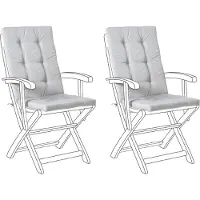 Beliani Auflagen 2er Set Grau Meliert Kunstleinen 55x42x5 cm mit Befestigungsbändern Knopfheftung Moderne Sitzauflage für Niederlehner Gartenstuhl