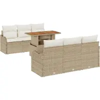 vidaXL Garten-Sofa-Set 7 stk. Beige Poly Rattan