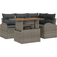 vidaXL Garten-Sofa-Set 5 stk. Grau Poly Rattan
