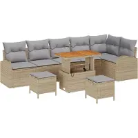vidaXL Garten-Sofa-Set 9 stk. 8-Sitzanzahl Beige und Hellgrau
