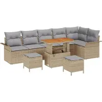 vidaXL Garten-Sofa-Set 9 stk. 8-Sitzanzahl Beige und Hellgrau