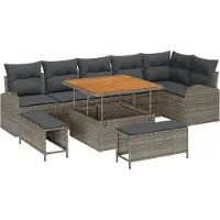 vidaXL Garten-Sofa-Set 9 stk. 8-Sitzanzahl Grau