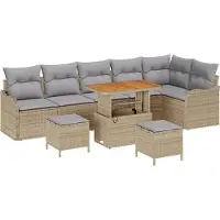 vidaXL Garten-Sofa-Set 9 stk. 8-Sitzanzahl Beige und Hellgrau