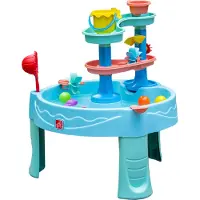 Step2 Double Spin & Showers Wasserspieltisch mit 22-teiligem Zubehörset | Garten Wasser Spieltisch für Kinder | Großer Wassertisch für Kinder