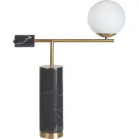 Beliani Tischlampe Schwarz und Gold Metall 65 cm Marmorfuß Glasschirm Kugelform Langes Kabel mit Schalter Modern Schlaf- u. Wohnzimmer Ausstattung Deko