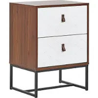 Beliani Moderner Nachttisch Dunklerholzfarbton / Weiß 2 Schubladen MDF- Platte Metall für Schlafzimmer für Wohnzimmer