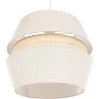 Beliani Hängeleuchte Natürlich Papierschirm Oval mit Blauen Fransen Langes Kabel Retro Design Beleuchtung Leuchte Esszimmer Schlafzimmer Wohnzimmer