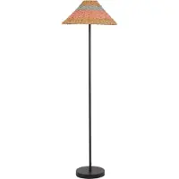 Beliani Stehlampe Schwarz u. Beige aus Papierschnur 150 cm Hoch Boho Stil für Wohnzimmer Schlafzimmer Flur
