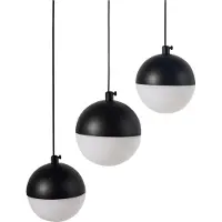 Beliani Hängeleuchte LED Schwarz Aluminium u. Eisen 3-Flammig Kugelform Höhenversetzt Langes Kabel Modern Beleuchtung Esszimmer Schlafzimmer Wohnzimmer
