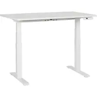 Beliani Schreibtisch Weiß Melamin 120x72cm Elektrisch Höhenverstellbar Rechteckig mit USB Metallgestell Flexibel Modern Büro Steh-Sitz-Tisch Stehtisch