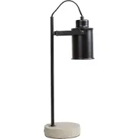 Beliani Büroleuchte Schwarz Metall 37 cm Betonfuß Schirm verstellbar Kabel mit Schalter Industrie Look
