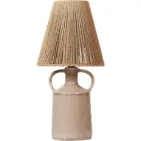 Beliani Tischlampe Taupe Keramik Vasenform 51 cm Papierschirm Trommelform Kabel mit Schalter Handgefertigt Boho Schlaf- u. Wohnzimmer Beleuchtung