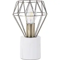 Beliani Tischlampe Gold Metall 28 cm Glühbirnen-Optik Schirm Diamantform Lampenfuß Marmoroptik Kabel mit Schalter Modernes Design