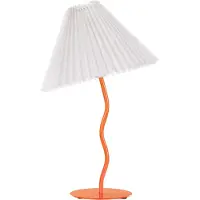 Beliani Tischlampe Orange mit Metallfuß 48 cm Plisseeschirm Stoffschirm Kegelform Langes Kabel mit Schalter Modern Schlaf- u. Wohnzimmer Beleuchtung