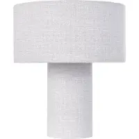 Beliani Tischlampe Hellgrau Baumwolle u. Leinen 35 cm Trommelform Rund Langes Kabel mit Schalter Modern Schlafzimmer Wohnzimmer Nachttischlampe