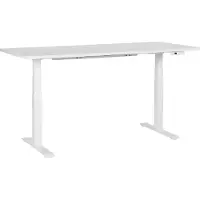 Beliani Schreibtisch Weiß Melamin 180x72cm Elektrisch Höhenverstellbar Rechteckig mit USB Metallgestell Flexibel Modern Büro Steh-Sitz-Tisch Stehtisch