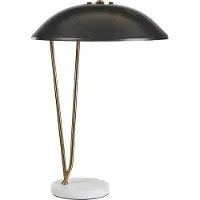 Beliani Tischlampe Schwarz und Gold Metall 58 cm Marmorfuß Metallschirm Rund Langes Kabel mit Schalter Modern Schlaf- u. Wohnzimmer Ausstattung Deko