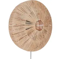Beliani Wandlampe Naturfarben aus Stroh Boho Stil Modern Wandleuchte für Esszimmer Wohnzimmer Schlafzimmer Flur