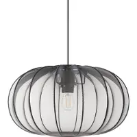 Beliani Hängelampe Schwarz mit Nylon Schirm Modernes Design Beleuchtung Hängeleuchte Esszimmer Wohnzimmer Schlafzimmer