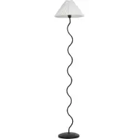 Beliani Stehlampe Schwarz mit Metallfuß 161 cm Plisseeschirm Stoffschirm Kegelform Langes Kabel mit Schalter Modern Schlaf- u. Wohnzimmer Beleuchtung