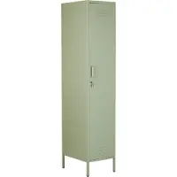 Beliani Metallschrank Grün Stahl 185cm hoch Modern mit abschließbarer Tür Kleiderstange 2 Türhaken 5 Fächern Wohnzimmer Schlafzimmer Flur Büro Archiv