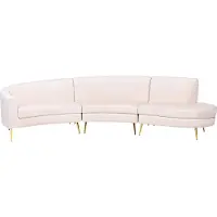 Beliani Wohnlandschaft Helles Beige aus Samtstoff Rundecke Kinosofa Rundsofa für Wohnzimmer für Salon
