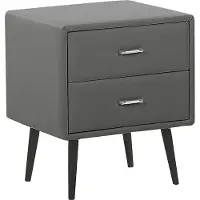Beliani Nachttisch Grau Kunstleder mit 2 Schubladen Modern Minimalistisch Glamour Look Schlafzimmer