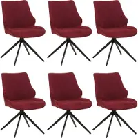 Mendler 6er-Set Esszimmerstuhl MCW-O48, Küchenstuhl, drehbar Auto-Return, Stoff/Textil Chenille (320g/m²) bordeaux